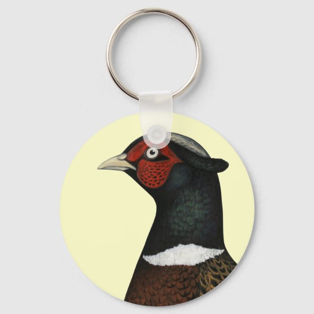 Ringneck Pheasant Head Key Ring (Front)