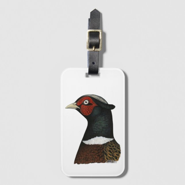 Ringneck Pheasant Head Luggage Tag (Front Vertical)