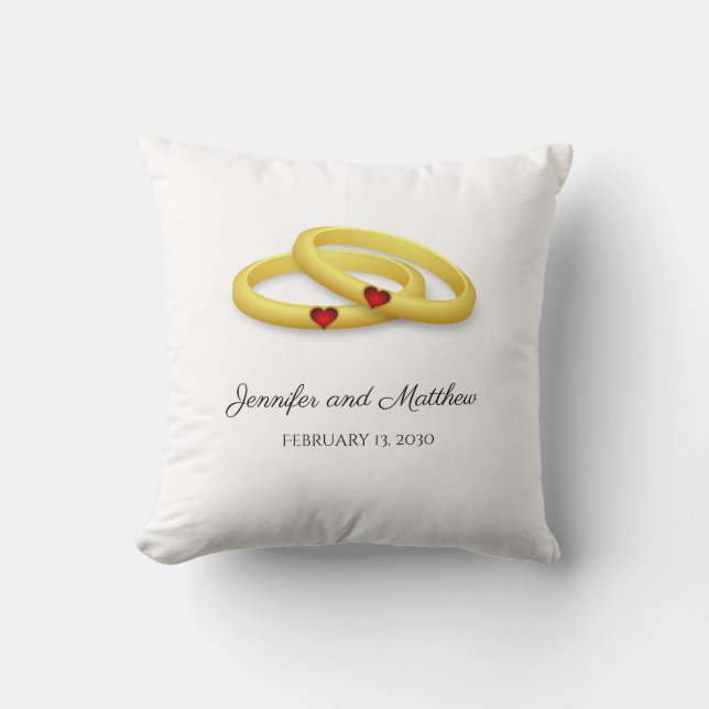 Rings and Hearts Valentine Wedding Cushion (Front)