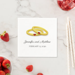 Rings and Hearts Valentine Wedding Napkins