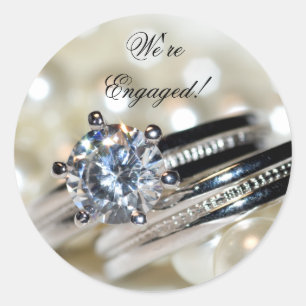 Rings and White Pearls Engagement Envelope Seals