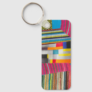 rings fabric and dots mini collage key ring
