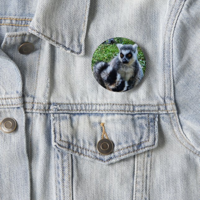 Ringtail Maki Button - Unique Animal Print (In Situ)