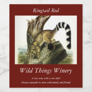 Ringtail (Ring-tailed Bassaris, Ringtailed Cat) Wine Label