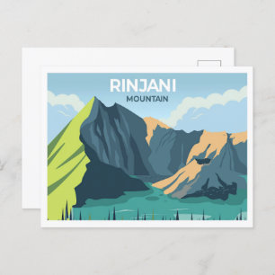 Rinjani Indonesia travel place illustration Postcard
