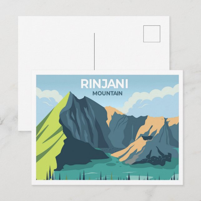 Rinjani Indonesia travel place illustration Postcard (Front/Back)
