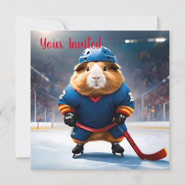 "Rink Rookie: The Ice Hockey Guinea Pig" Invitation (Front)