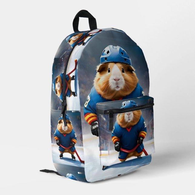 "Rink Rookie: The Ice Hockey Guinea Pig" Printed Backpack (Back Corner Left)