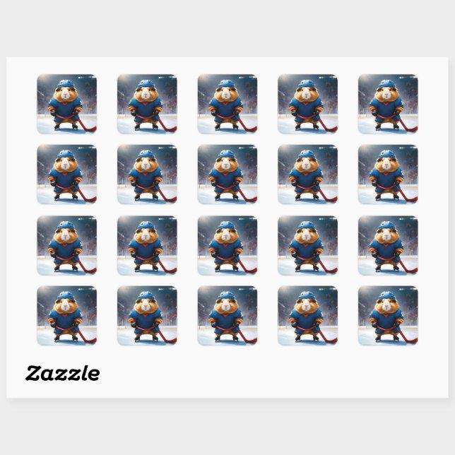 "Rink Rookie: The Ice Hockey Guinea Pig" Square Sticker (Sheet)