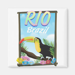 Rio Brazil Toucan travel poster Magnet