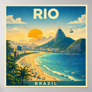 Rio Brazil Vintage Travel Poster