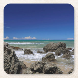 Rio Da Barra Beach Trancoso, Bahia State, Square Paper Coaster