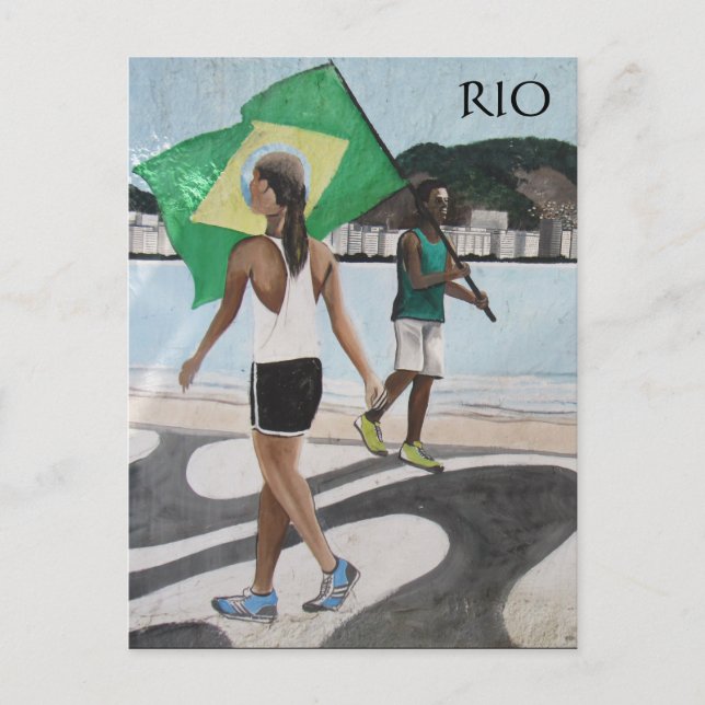 rio de janeiro beach flags postcard (Front)