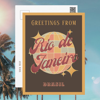 Rio de Janeiro Brasil Disco Retro Vintage Postcard