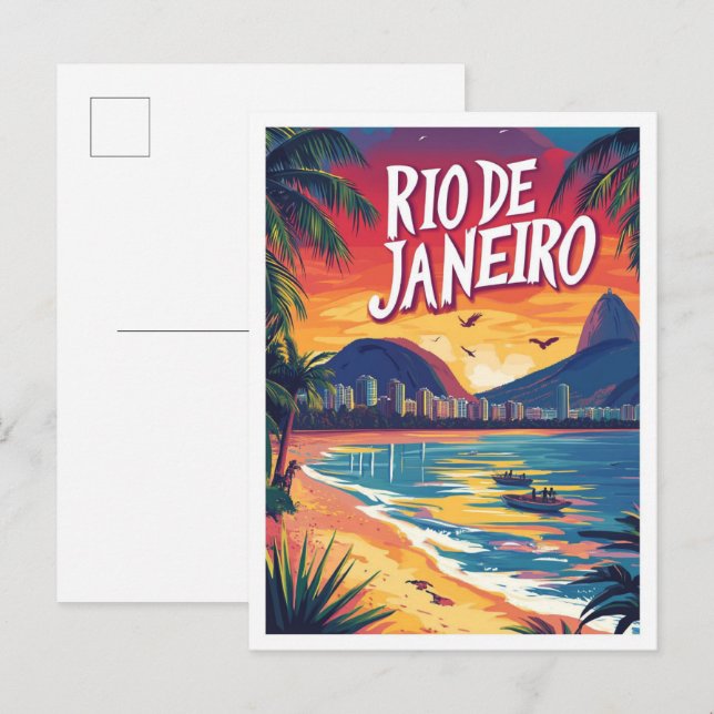 Rio de Janeiro Brazil Art Illustration Travel Postcard (Front/Back)