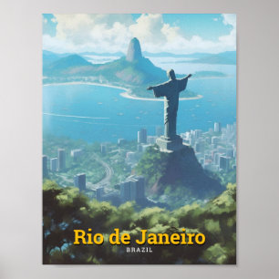 Rio de Janeiro Brazil Art Vintage Travel Poster