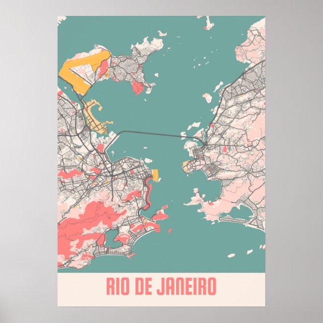 Rio De Janeiro - Brazil Chalk City Map Poster (Front)