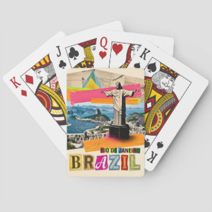 Rio de Janeiro Brazil Christ Retro Collage Travel Playing Cards