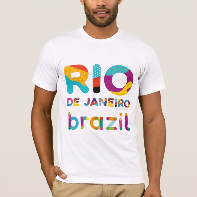 Rio De Janeiro Brazil colourful text T-Shirt (Front)