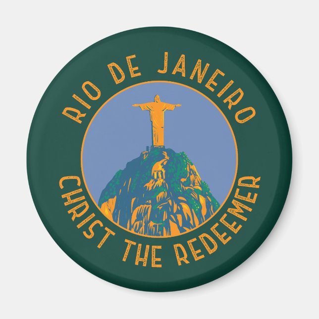 Rio De Janeiro Brazil Distressed Circle Magnet (Front)