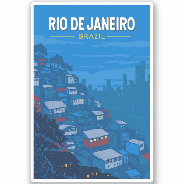 Rio De Janeiro Brazil Favela Travel Art Vintage (Front)