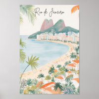 Rio de Janeiro Brazil Gouache Illustration Travel