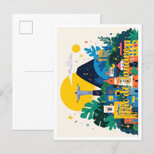 Rio de Janeiro Brazil Pop Art Travel Illustration Postcard