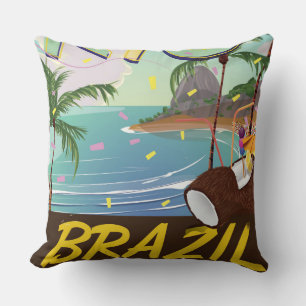 rio de janeiro Brazil retro travel print. Cushion