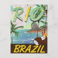 rio de janeiro Brazil retro travel print.