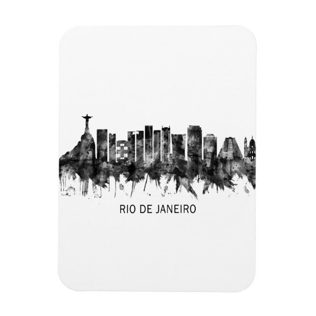 Rio de Janeiro Brazil Skyline BW Magnet (Vertical)