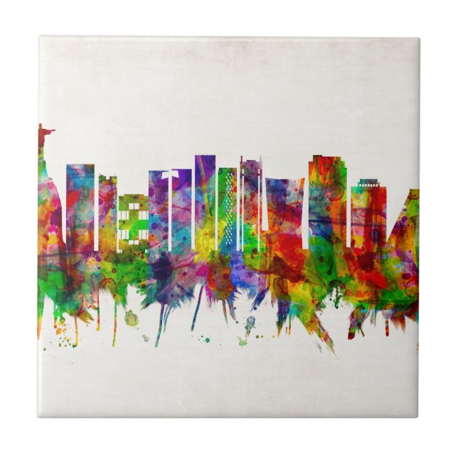 Rio de Janeiro Brazil Skyline Tile (Front)