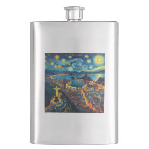 Rio De Janeiro Brazil Starry Night Hip Flask