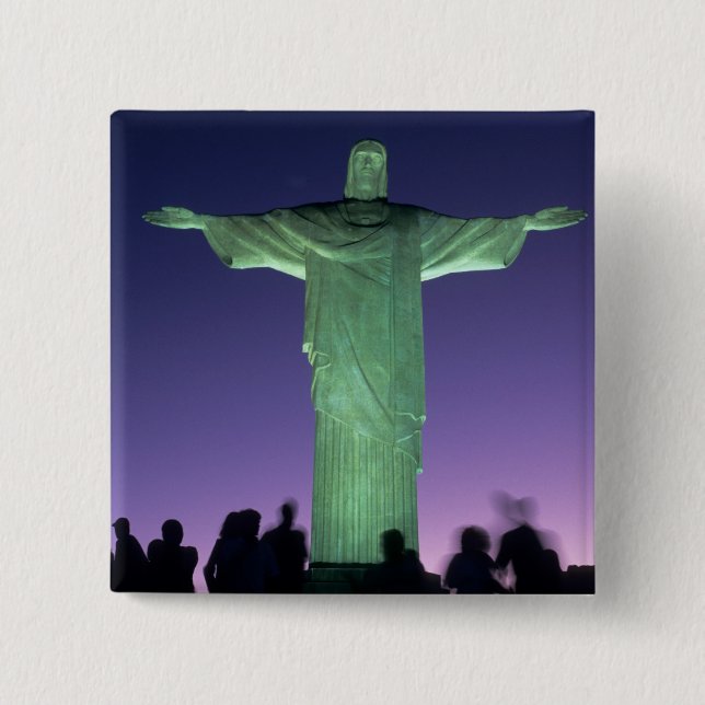 Rio de Janeiro, Brazil. the Christ Statue on 15 Cm Square Badge (Front)