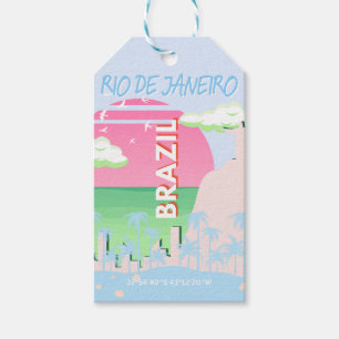 Rio de Janeiro Brazil Travel Art Blue Illustration Gift Tags