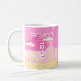 Rio de Janeiro Brazil Travel Art Pink Illustration Coffee Mug