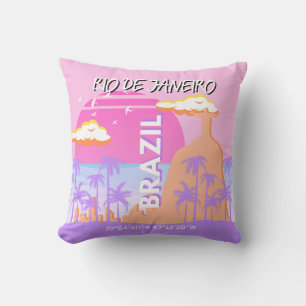 Rio de Janeiro Brazil Travel Art Pink Poster Cushion