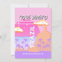 Rio de Janeiro Brazil Travel Art Pink Poster