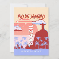 Rio de Janeiro Brazil Travel Art Retro Poster