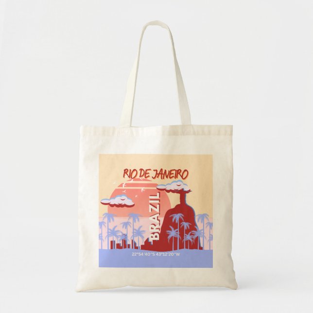 Rio de Janeiro Brazil Travel Art Retro Poster Tote Bag (Front)