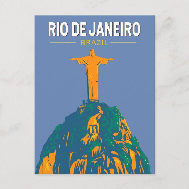 Rio De Janeiro Brazil Travel Art Vintage Postcard (Front)
