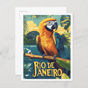 Rio de Janeiro Brazil Vintage Illustration Travel Postcard