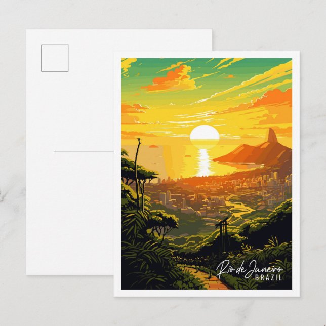 Rio de Janeiro Brazil vintage travel illustration Postcard (Front/Back)