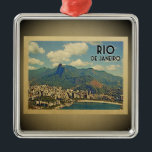 Rio De Janeiro Brazil Vintage Travel Ornament<br><div class="desc">A cool vintage style Rio De Janeiro ornament featuring a view of Christ the Redeemer on the Corcovado mountain from Sugarloaf.</div>
