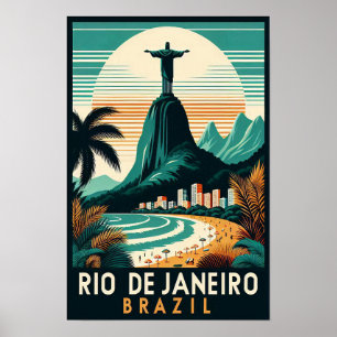 Rio de Janeiro Brazil Vintage Travel Poster