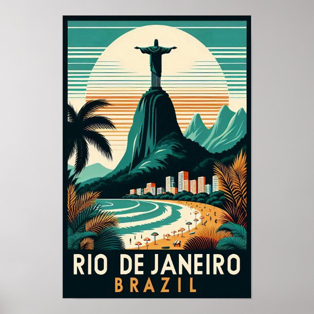 Rio de Janeiro Brazil Vintage Travel Poster (Front)
