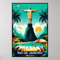 Rio de Janeiro Brazil Vintage Travel Poster