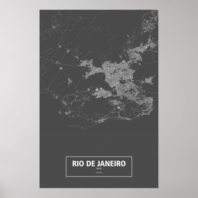 Rio de Janeiro, Brazil (white on black) Poster (Front)