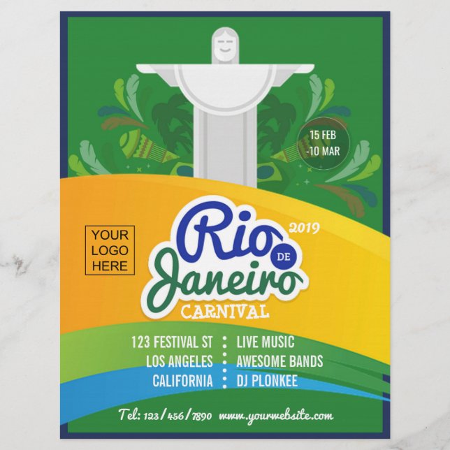 Rio de Janeiro Carnival custom add logo and photo Flyer (Front)
