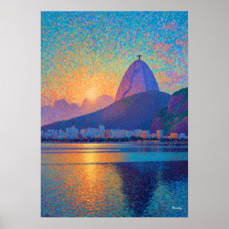 Rio de Janeiro Christ the Redeemer Pointillism Art Poster
