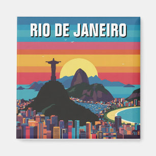 Rio de Janeiro Christ the Redeemer Retro Vintage Magnet